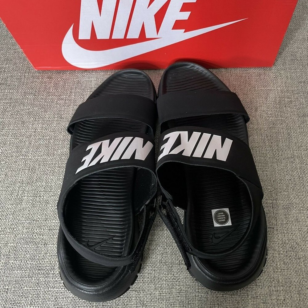 Nike Tanjun Black Strap Sandals Women's Size 9 Black And White Nike Logo - Picture 4 of 6